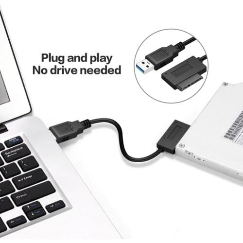 USB 3.0 to Sata 7+6 13 Pin Adapter Converter Cable for Laptop CD/DVD ROM Slimline Drive Quick Data Transfer Cord