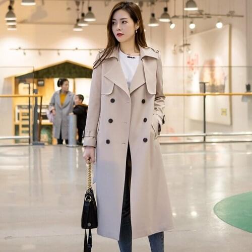 Windbreaker Womens Mid Long Korean Spring and Autumn 2021 New British Popular Knee Length Jacket Autumn Womens Fashion