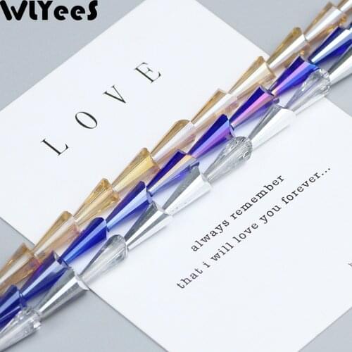 WLYeeS Tower shape Crystal Beads 6*12mm 50pcs for Crafting DIY Jewelry Pendant Accessories Making Loose Spacer Beads Wholesale