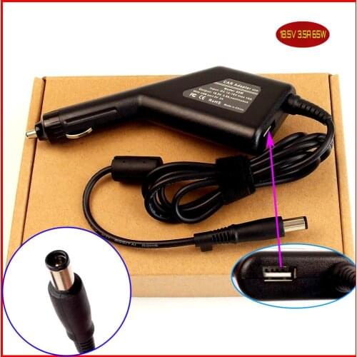 Laptop DC Power Car Adapter Charger 18.5V 3.5A + USB for HP 2000-240CA 2000-410US 2000-410US 2000-412NR DV7-1060EP G50-102NR