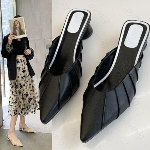 2021 new Mules Sandals Women Vintage Outdoor Slippers Elegant Designer Ladies Shoes Zapatillas De Casa Sapatos Femininos