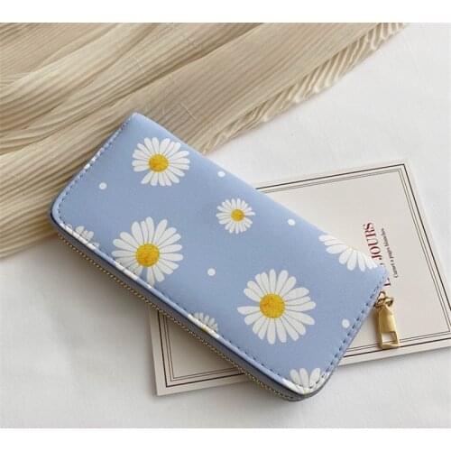 Womens Wallet Daisy Solid Color Zipper Coin Purses Female Long High Capacity Fashion Card Holder Clutch Phone Bag Money Clip