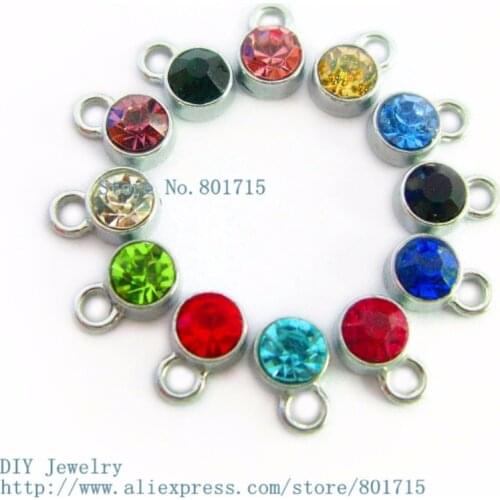 2016 New Design Fashion 10pcs Zinc Alloy Mix Color Hang Birthstone Charm Fit Memory memory lockets FC1280