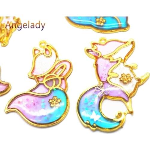 10Pcs Smart Fox Animal Pendant Open Bezel Setting UV Resin Craft Jewelry Making JUL3