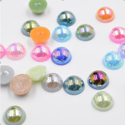 2/3/4/5/6/8/10/12/14 MM Acrylic ABS Beads Pearl Imitation Half Round Flatback AB Colors Bead For Jewelry Making DIY Accessories