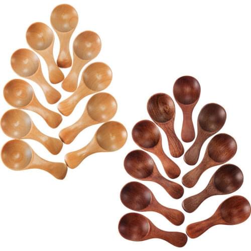 20 Pieces Small Wooden Spoons Mini Condiments Sugar Seasoning Salt Honey Teaspoon Coffee Tea Jam Mustard Ice Cream Wood Spoons