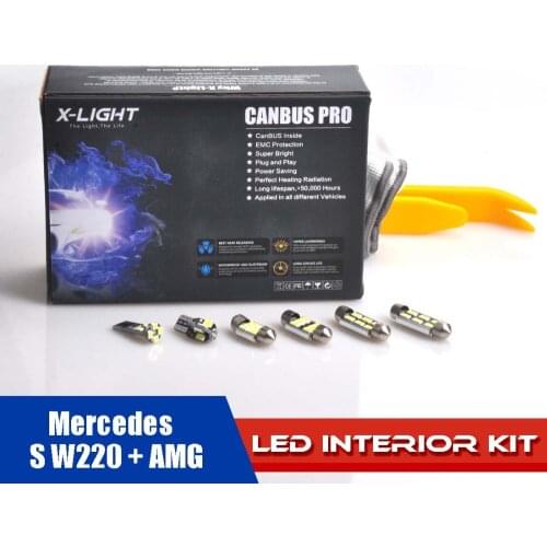 25pcs White Premium LED Full Interior Reading Package for Mercedes S W220 + AMG WITH Installation Tools 5630SMD Canbus