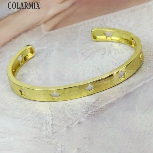3 Pcs New design Smooth Metal Bangle Hollow star bangle Bracelet Bracelet Gold color Women bangle 31424
