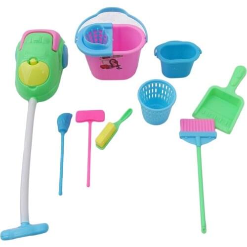 9pcs /set Mini Doll Accessories Household Cleaning Tools for Doll Accessories High Quality Dollhouse Kids Educational Toy