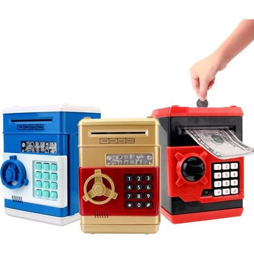 ATM Password Money Boxes Auto Scroll Paper Banknote Automatic Deposit Cash Coins Saving Box Gift For Kids Electronic Piggy Bank