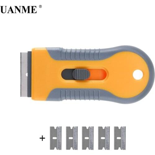 UANME ICE Scraper Spatula Razor Scraper 5pcs Razor Blades Car Auto Sticker Glue Remover Window Tint Tools Utility Knife