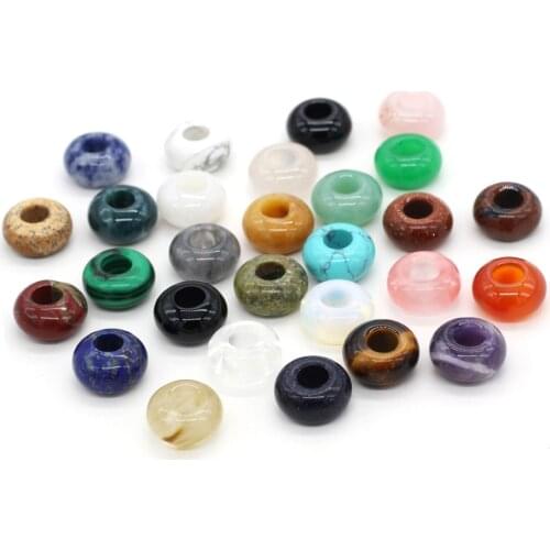 Beads Natural Agates Abacus Shape Big Hole Natural Semi-precious Stone Beads Size 7x14mm for Making Jewelry Necklace Hole 6mm
