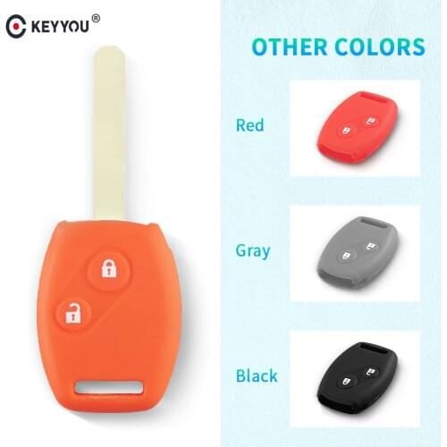 KEYYOU Silicone Car Key Fob Case Cover Set Shell Holder For Honda For Accord CRV Civic Fit Freed StepWGN Two 2 Buttons Remote
