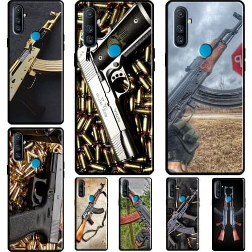 AK47 Handgun Gun BUllets For OPPO Realme C3 C11 C15 C21 GT 7i Q3 6 7 8 Pro Case For OnePlus 9 Pro 8 Nord 8T 7T Cover