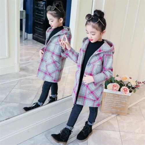 Children Jacket Autumn Winter plaid Jackets For Girls Jacket Kids Warm Hooded Outerwear Coats For Girls Clothes 4 6 8 10 12