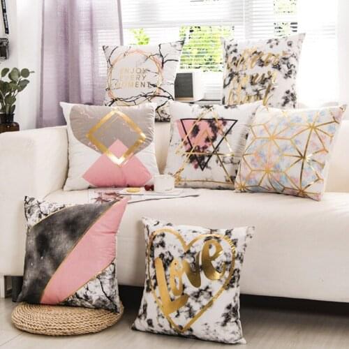 European-Style Super Soft Bronzing Pillow Home Euclidean Geometry Creative Sofa Car Decoration Removable Cleaning nordic