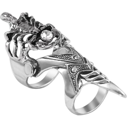 Gothic Punk Style Trend Mens Ring Skull Inlaid White Rhinestone Shape Alloy Material Fashion Male Jewelry Gift Direct Sales Hot