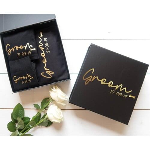 Personalised Groom Gift Box Filled with Underwear, Socks, Wash Bag - best man Groomsman Father of the Bride Wedding Morning Gift