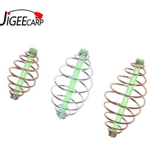 JIGEECARP 6PCS/Lot Carp Fishing Rigging Bait Case S M L Catfish Casting Rod Fishing Bait Feeder Spring Cage Fishing Tackle