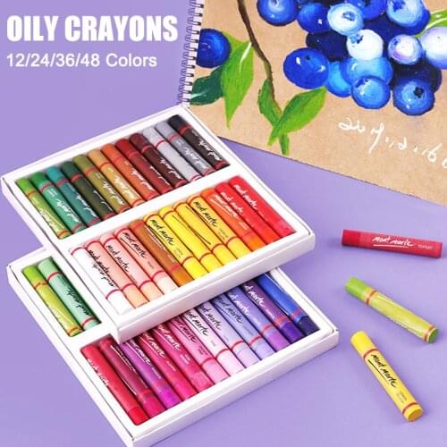 Crayons 12/24/36/48 Color Oil Pastel Water-Soluble Color Graffiti Painting Pen Crayons Art Supplies UY8