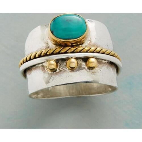 Bohemia Mens Rings Vintage Trend Punk Classic Green Beaded Resin Finger Rings For Women Fashion Couple Party Engagement Jewelry