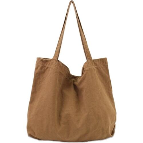 Korean Simple Large Capacity Canvas Casual Light Solid Shoulder Bag Fashion Canvas Open Handbag Womens Bag Purses And Handbags