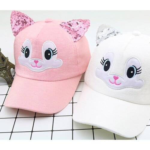 Summer New Cute Cartoon Cat Ear Baby Cap Adjustable Baseball Cap for Kids Children Boy Boy Girl Sun Hat Caps Girls Hat