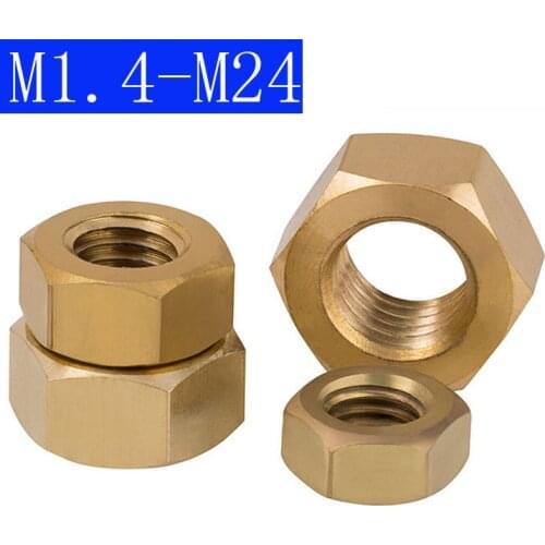 M1.4 M1.6 M2 M2.5 M3 M4 M5 M6 M8 M10 M12 M14 M16 M18 M20 M22 M24 Brass Hex Nuts Hexagon Nuts DIN 934