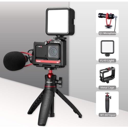 Insta360 One R Metal Vlog Cage Case Mounting Bracket Tripod Extend Cold Shoe for Insta360 One R LED Light Microphone Accessories