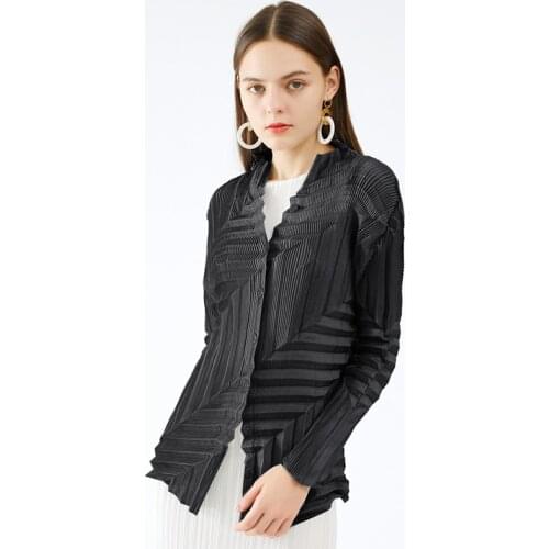 Miyake Heavy Industries pleated Long Sleeve Shirt blouse women 2020 Korean fashion Plus Size Clothing Casual button up shirt