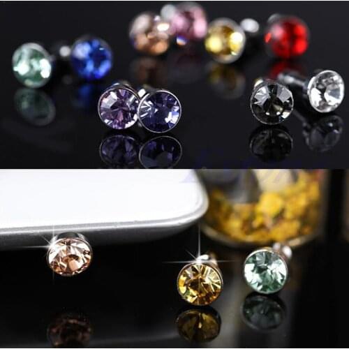 Mobile phone universal rhinestone diamond dust plug 3.5mm stud wholesale dust plug earphone universal ear Z8P6