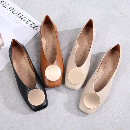Fashion womens shoes 2021 new shoes women flat-bottomed square bean shoes women large size womens shoes lightweight