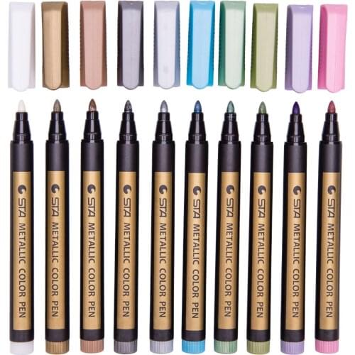 STA 10 Colors Metallic Marker Pen Graffiti Pen Multicolor Para Metal oil White Marker Sharpie Pen For Stationery School Supplies