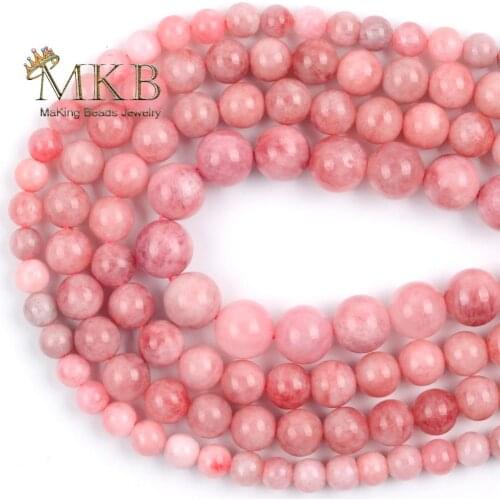 Natural Red Angelite Stone Chalcedony Jades Beads For Jewelry Making 6 8 10mm Charm Beads Diy Bracelet Necklace Accessories 15"