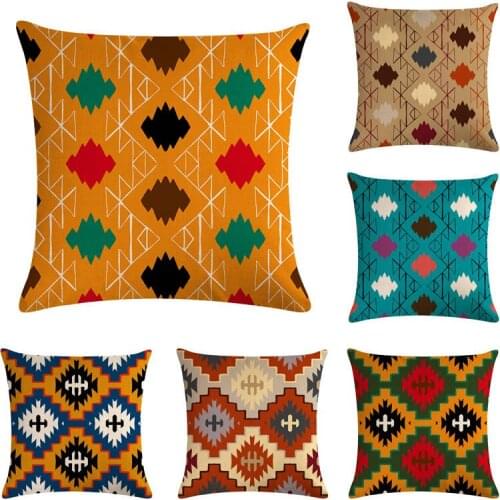 Colorful Geometry pattern Cushion cover Geometric Printed pillowcases Linen cotton Pillow covers Sofa 45x45cm cushion cover