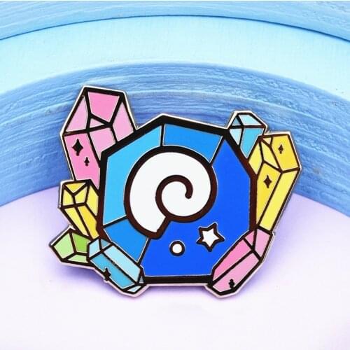 New Horizons Fossil Colorful Gemstone Hard Enamel Pin Animal Crossings Cute Cartoon Crystal Cluster Medal Brooch Accessories