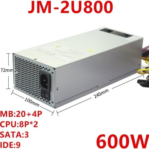 New PSU For JM 2U 600W Power Supply JM-2U800