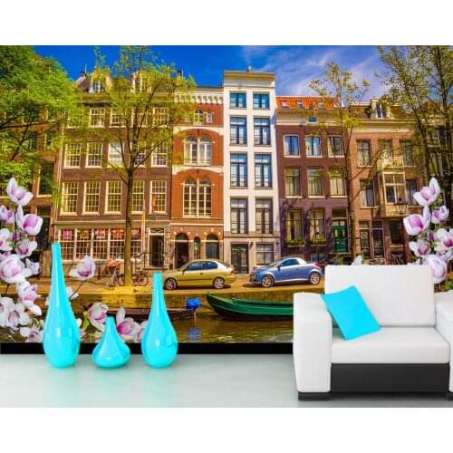 Papel de parede Netherlands Amsterdam Houses Marinas Flower 3d wallpaper,living room TV sofa wall kitchen wall papers home decor