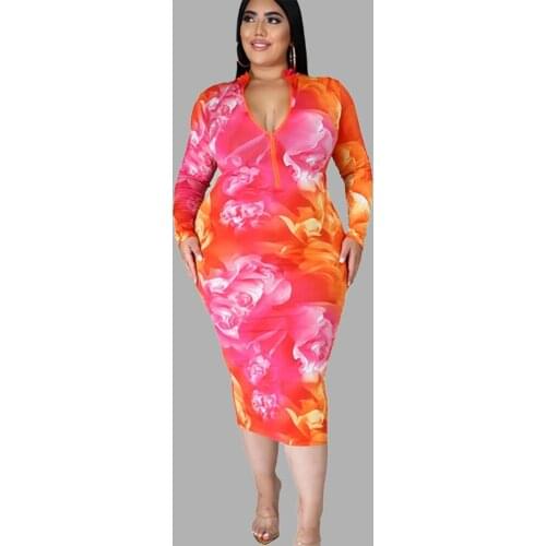 Fall Clothes Long Sleeve Maxi Dresses for Women Elegant High Waist Sexy Dress Bodycon Plus Size Dress Wholesale Dropshipping