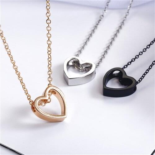 Love You Necklace Necklaces Collar Chain Chains Kettingen 2021 New Love Necklace Heart-shaped Hollow Golden Clavicle Woman