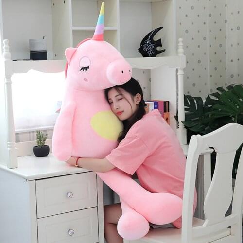 1pc 60-140cm New Kawaii Rainbow Unicorn Plush Toys Stuffed Animal Horse Plush Doll for Children Kids Appease Toy Gift for Girls