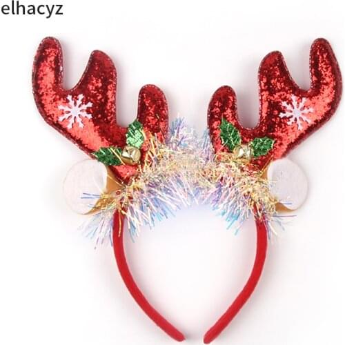 Classical 2021 Christmas Festival Women Sequins Mouse Ear Hairband High-Quality Party Cosplay Headband Snowflake Winter Headwear