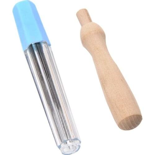 Drop Ship 7PCS Felting Needles Holder Wooden Handle Wool Felting Tools Outfit Slim New
