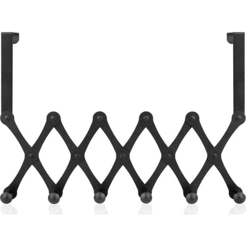 Expandable over the Door Hook Hanger, over the Door Towel Rack with 6 Hooks for Hanging Coats/Robes/Hats/Clothes/Towels