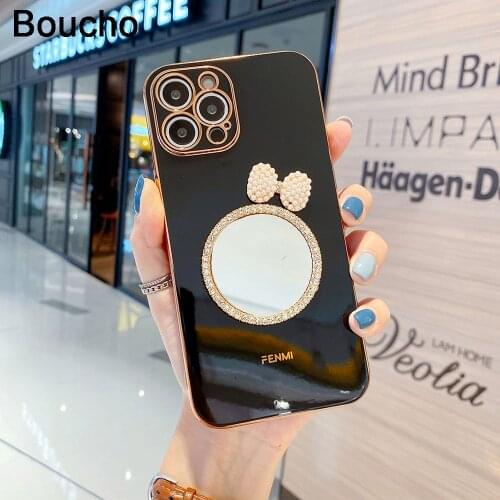 Luxury electroplating phone case for iphone 11 12 Pro MAX XS XR X SE 7 8 plus 12Mini Gifts for girls Cover With Makeup Mirror