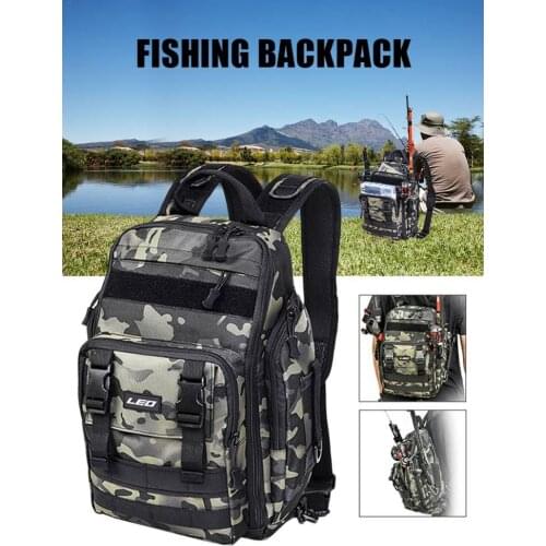 Fishing Tackle Backpack Large Waterproof Camouflage Storage Bag Dark Night Camouflage Outdoor Fishing Tackle