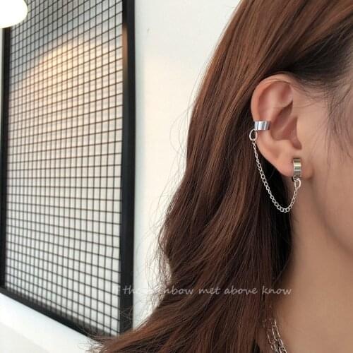 Goth Metal Round Clip On Earrings For Women Korean Chain Design Fake Piercing Hip Hop Ear Cuff Cute Earcuff Fashion Jewelry 2020