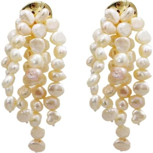 Designer tassel earrings, baroque pearls, tassel long earrings, white/color, handmade creative vintage jewelry
