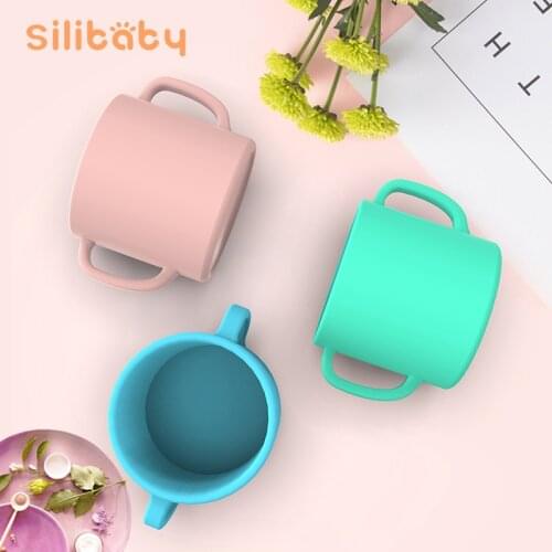 Silibaby Baby Silicone Feeding Cup Learn To Drink Cup Training Drinking Cup Portable Children Snack Container With Double Handle