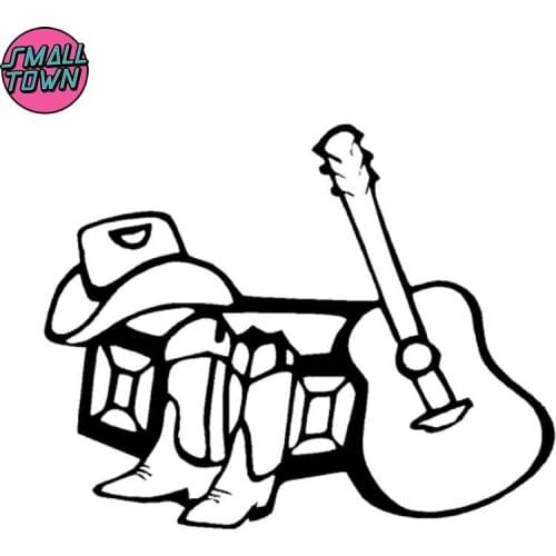 Small Town 12.3cm*15.3cm Country Guitar Vinyl Car Styling Car Accessories Stickers Black/Silver S3-5304
